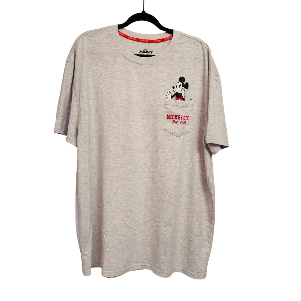 Disney Mickey‎ and Friends Mens XXL Pocket Graphic T-Shirt Ash Gray